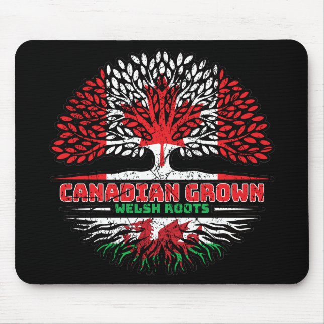 Welsh Wales Canadian Canada Tree Roots Flag Mouse Mat (Front)