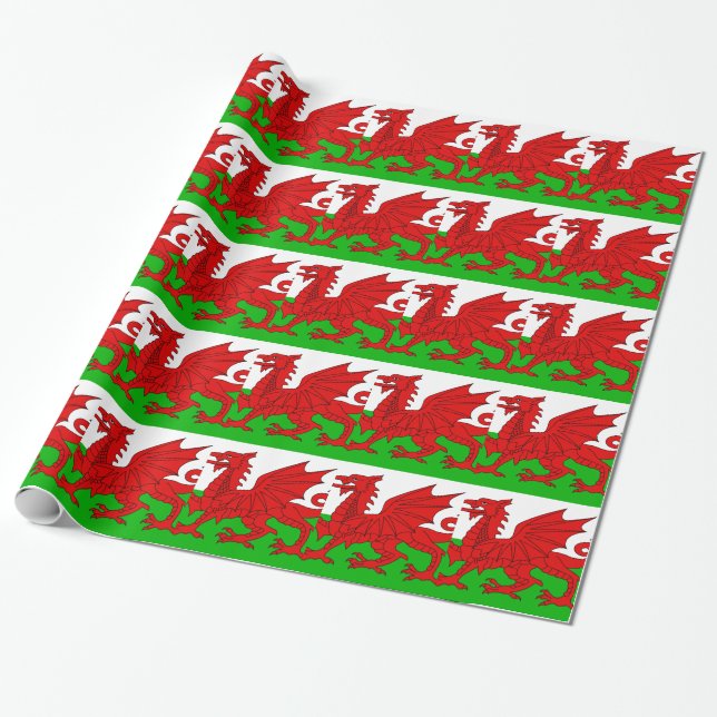 Welsh / Wales Flag - Cymru High Quality Image Wrapping Paper (Unrolled)