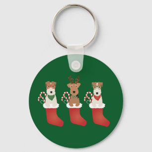 Welsh Wire Fox Terrier Dogs Christmas Key Ring