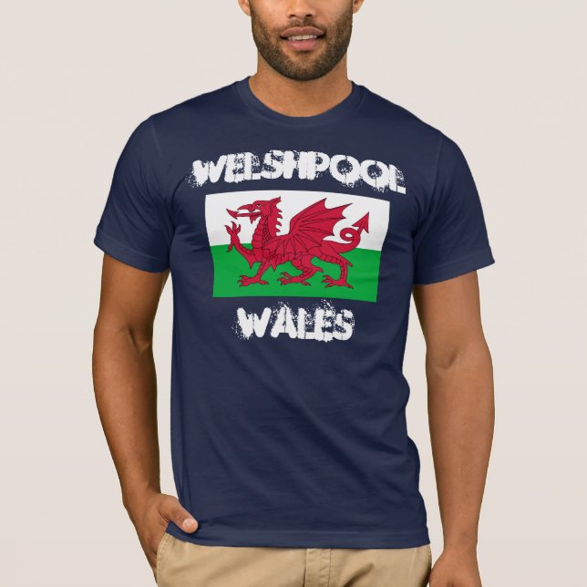 Welshpool, Wales with Welsh flag T-Shirt (Front)