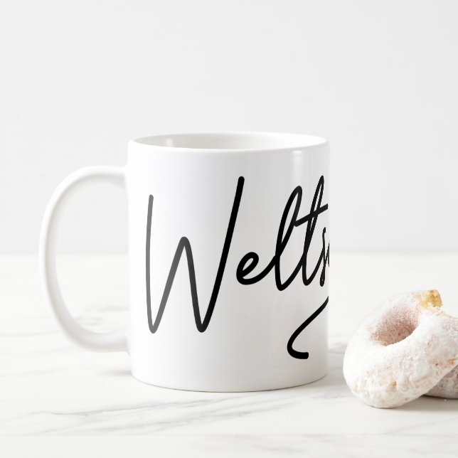 Weltschmerz, German Word, World Weariness, German Coffee Mug (With Donut)