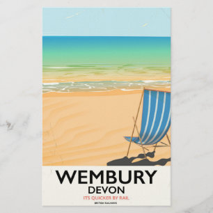 Wembury Devon Beach travel poster Stationery