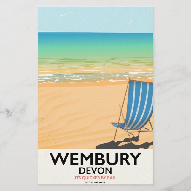 Wembury Devon Beach travel poster Stationery (Front)