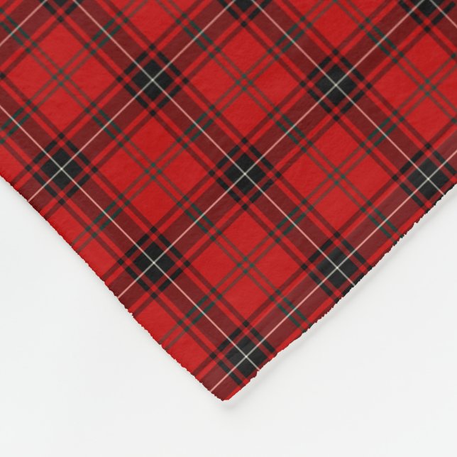 Wemyss Clan Red and Black Tartan Fleece Blanket (Corner)