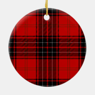 Wemyss tartan red black plaid ceramic tree decoration