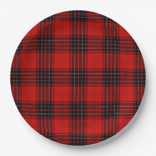 Wemyss tartan red black plaid paper plate