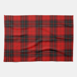 Wemyss tartan red black plaid tea towel
