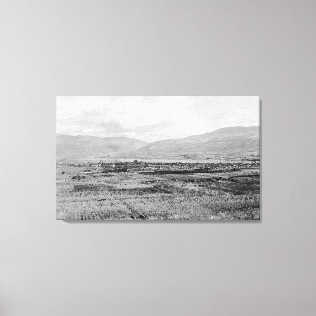 Wenatchee, WA Town View and Orchard Photograph Canvas Print (Front)