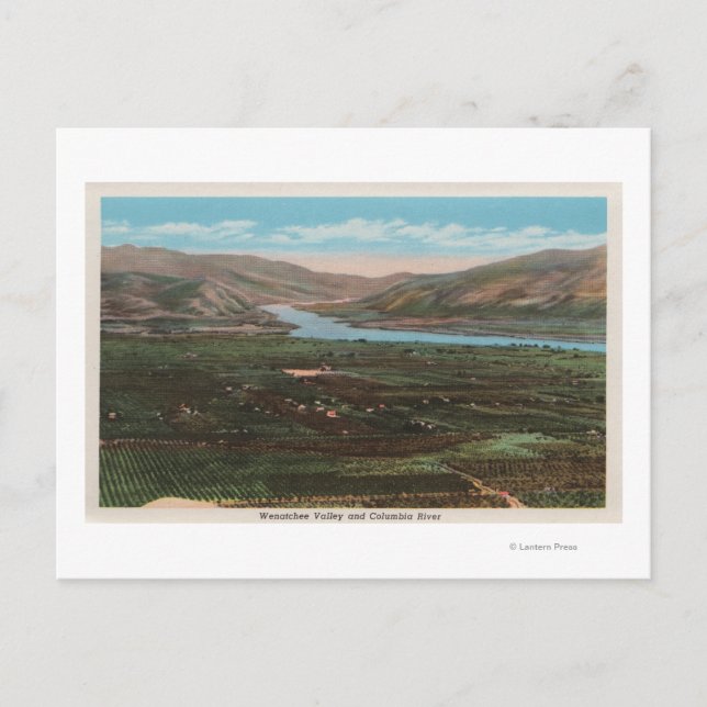 Wenatchee, WAView of Valley & Columbia River Postcard (Front)