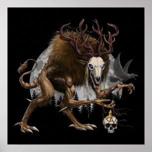 Wendigo Cryptid Creature Poster