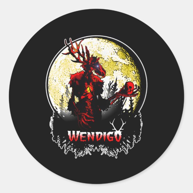Wendigo New Monster Skinwalker Cryptid Evil Horror Classic Round Sticker (Front)