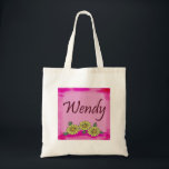 Wendy Daisy Bag<br><div class="desc">Personalised with the name Wendy on a pink background  with daisies.</div>