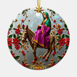 WENDY ~ Mary on the Donkey ~ Ceramic Tree Decoration