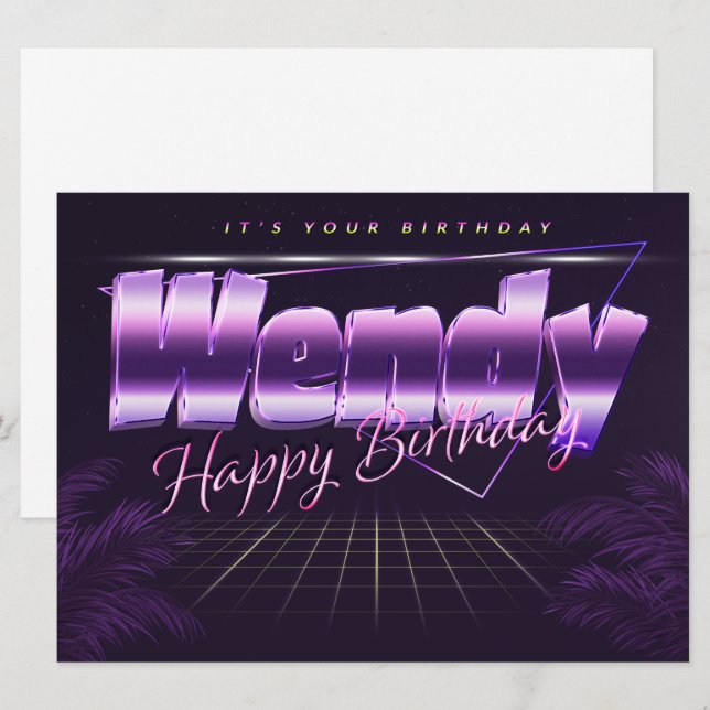 Wendy Name First name purla retro card Birthday (Front/Back)
