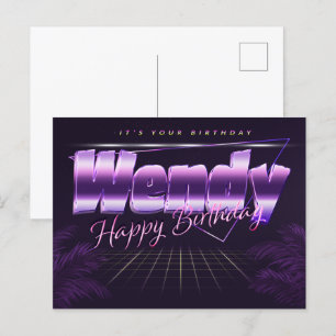 Wendy Name Vorname lila Postkarte Geburtstag Postcard
