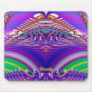 WENDY ~ Zany Green, Blue, Yellow and Purple Mouse Mat