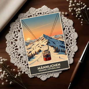 Wengen, Switzerland: 1960s Vintage Travel Postcard