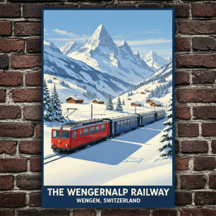 Wengen, Switzerland: 1960s Vintage Travel Poster
