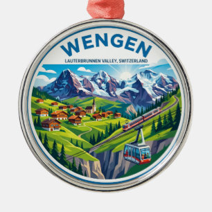 Wengen Switzerland Metal Tree Decoration