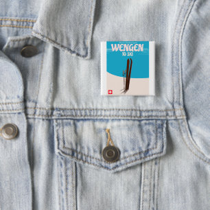 Wengen, Switzerland, Ski Poster 15 Cm Square Badge