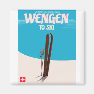 Wengen, Switzerland, Ski Poster Magnet