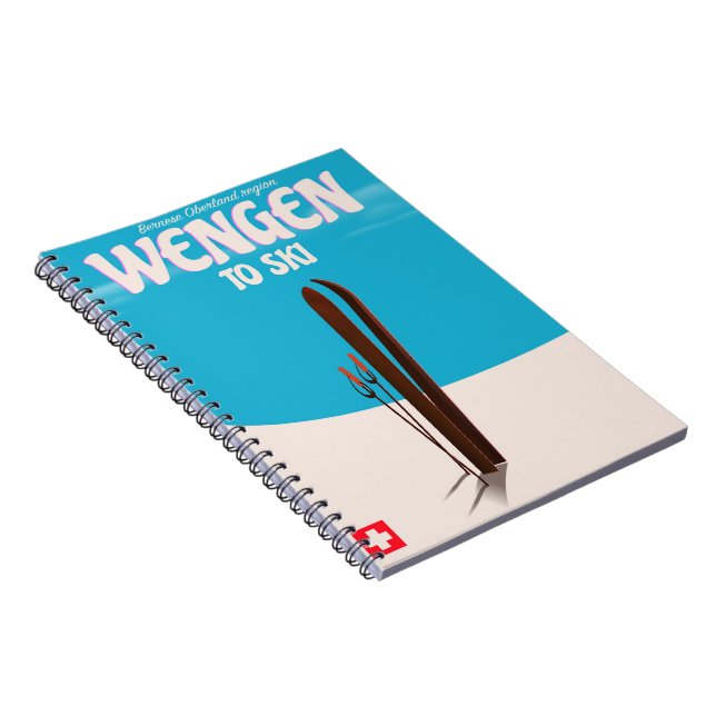 Wengen, Switzerland, Ski Poster Notebook (Right Side)