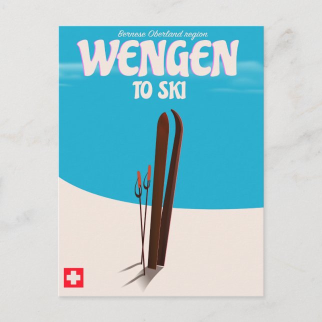 Wengen, Switzerland, Ski Poster Postcard (Front)
