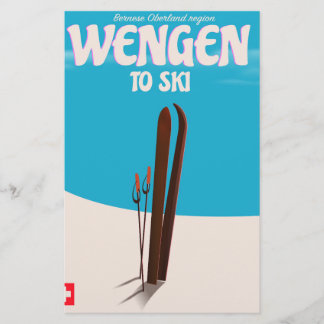 Wengen, Switzerland, Ski Poster Stationery
