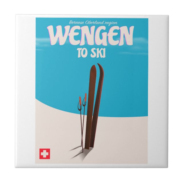 Wengen, Switzerland, Ski Poster Tile (Front)