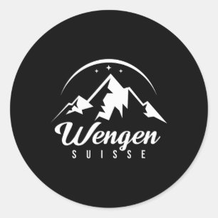 Wengen Switzerland Ski Resort Skiing Snowboarding Classic Round Sticker