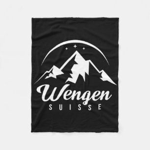 Wengen Switzerland Ski Resort Skiing Snowboarding Fleece Blanket