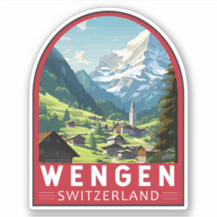 Wengen Switzerland Travel Art Vintage