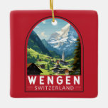 Wengen Switzerland Travel Art Vintage Ceramic Ornament<br><div class="desc">Wengen retro vector travel design. Wengen is a Swiss Alpine village in the Bernese Oberland region. It's known for its timber chalets and belle époque hotels.</div>