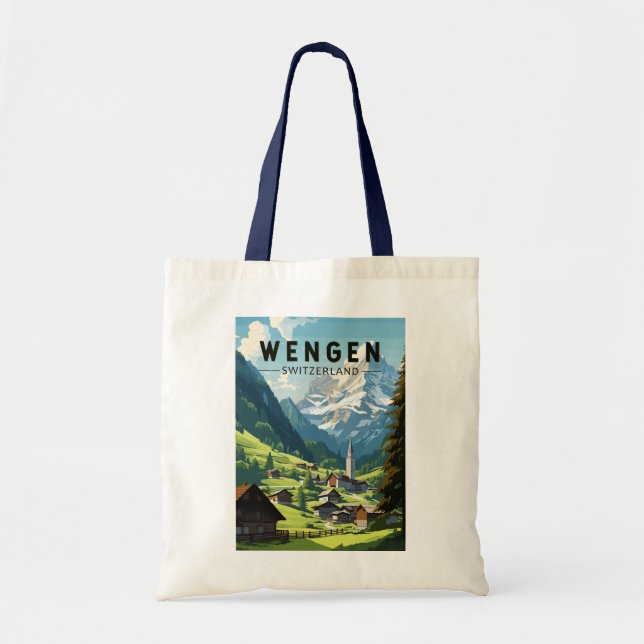 Wengen Switzerland Travel Art Vintage Tote Bag (Front)