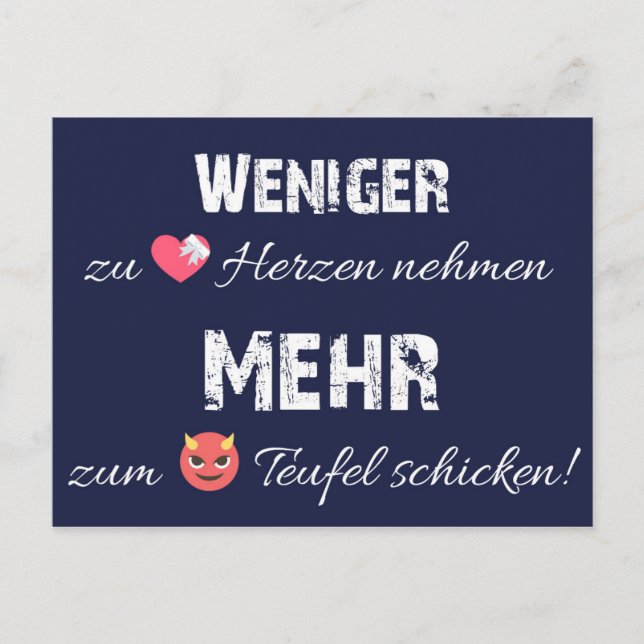 Weniger zu Herzen - mehr zum Teufel! Postcard (Front)