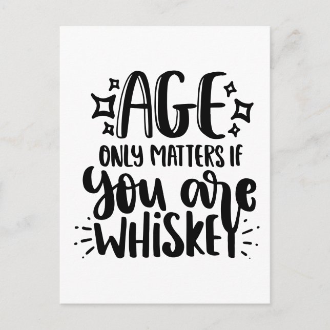 Wenskaart Age Only Matters If You Are Whiskey Holiday Postcard (Front)