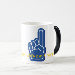 WE'RE #1 Sports Finger Blue Team Spirit Fans Fun Magic Mug