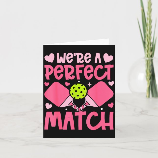 We're A Match Ckleball Couple Paddle Hearts Valent Card (Front)