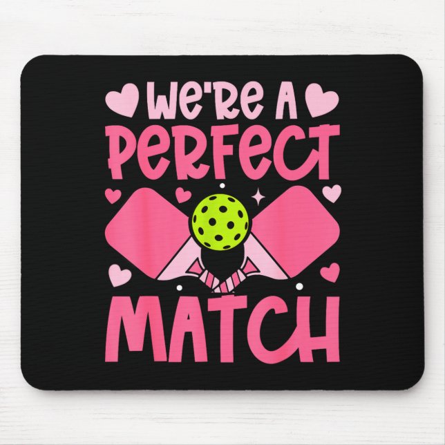 We're A Match Ckleball Couple Paddle Hearts Valent Mouse Mat (Front)