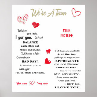 We're A Team, Wedding Anniversary Gift, Wedding Poster