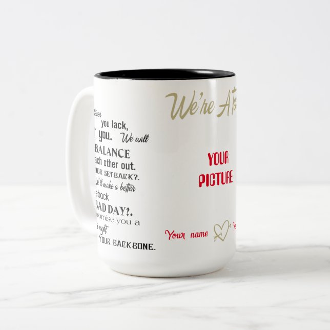 We're A Team, Wedding Anniversary Gift, Wedding Two-Tone Coffee Mug (Front Left)