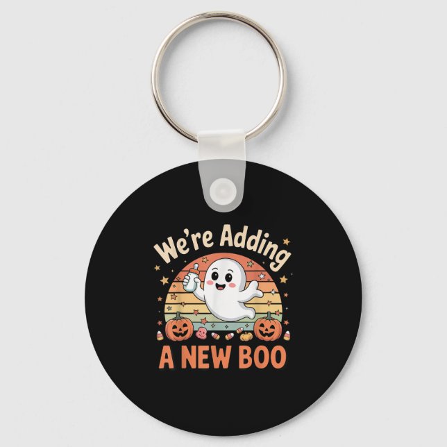Were Adding A New Boo Ghost Halloween Pregnant Ann Key Ring (Front)