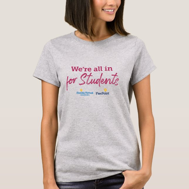 We're All In for Students Co-Branded, Grey T-Shirt (Front)