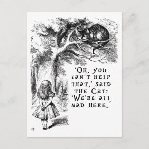 We're all mad here - Cheshire cat Postcard