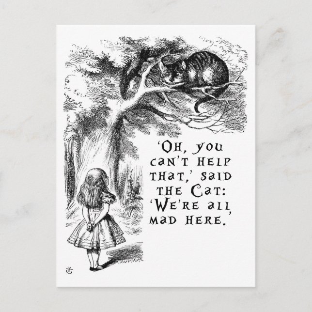 We're all mad here - Cheshire cat Postcard (Front)