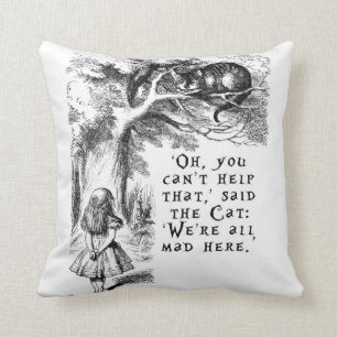 We're all mad here - Cheshire cat throw pillow