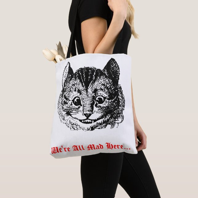 We're All Mad Here - Cheshire Cat Wonderland  Tote Bag (Close Up)