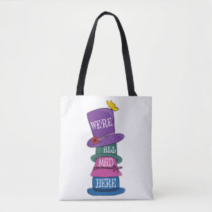 We're All Mad Here Mad Hatter Alice in Wonderland Tote Bag