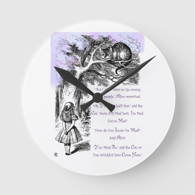 We're All Mad Here Round Clock (Front)