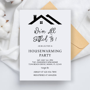 We're All Settled In New Housewarming Party Moving Invitation